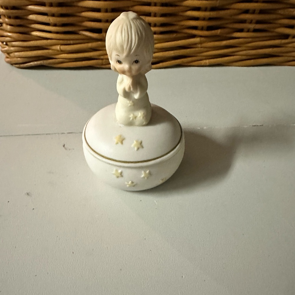 Precious Moments Cream Angel Figurine Box